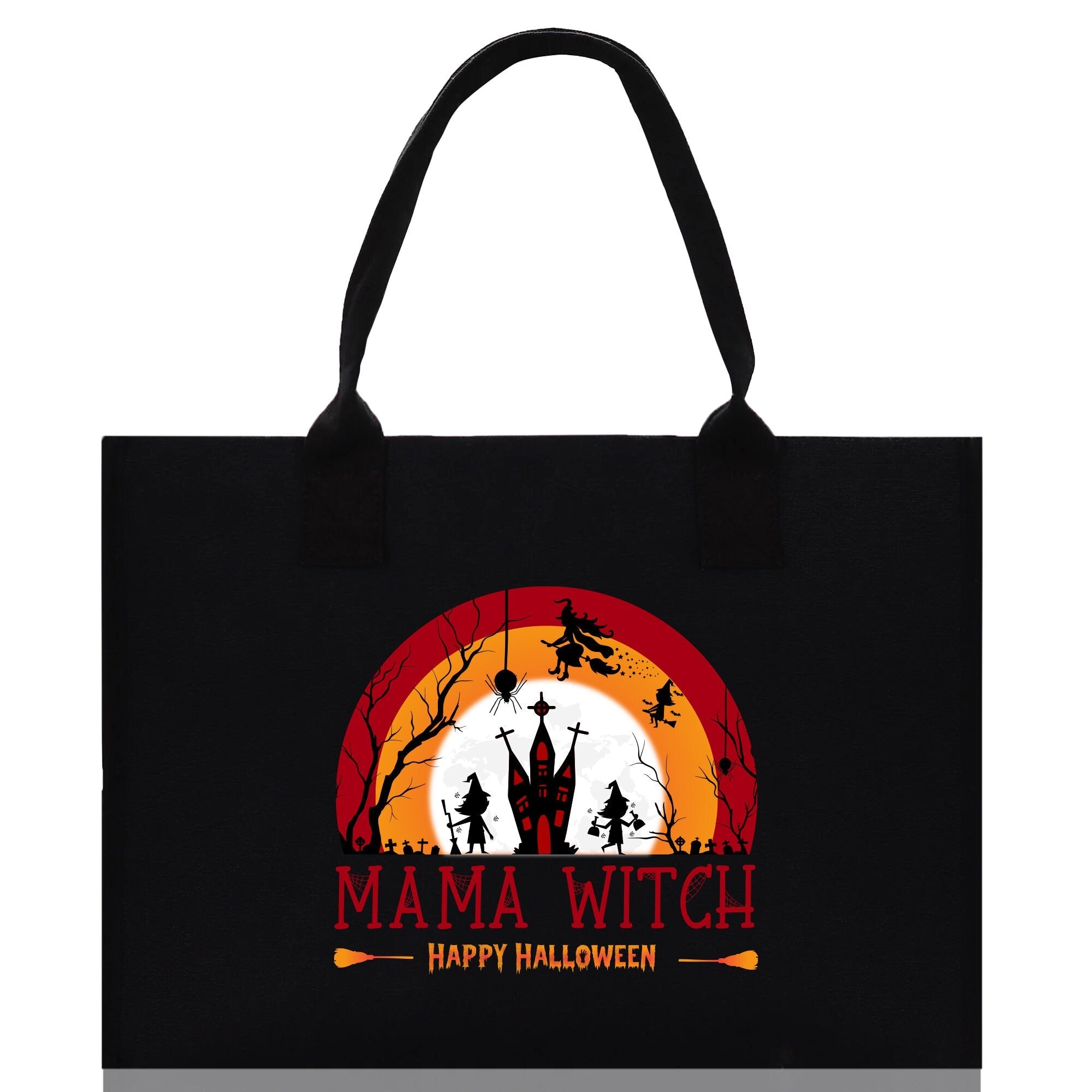 Halloween Trick or Treat Tote Bag Halloween Tote Bag for Kids Halloween Gift Halloween Candy Bag Halloween Doodles Cute Canvas Tote Bag - Aaria Tees Aaria Tees