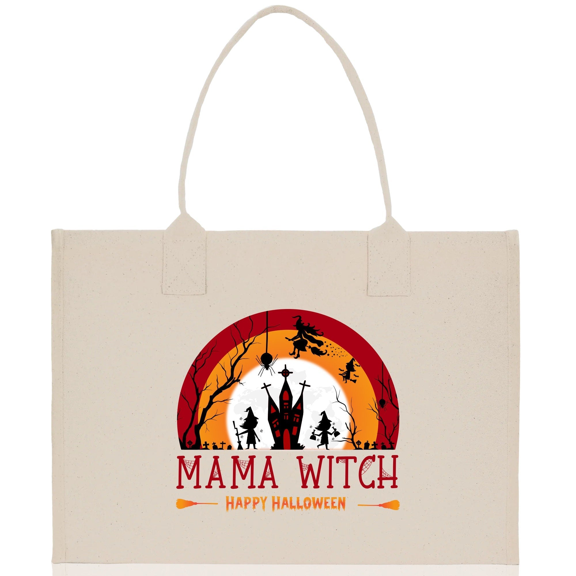 Halloween Trick or Treat Tote Bag Halloween Tote Bag for Kids Halloween Gift Halloween Candy Bag Halloween Doodles Cute Canvas Tote Bag - Aaria Tees Aaria Tees