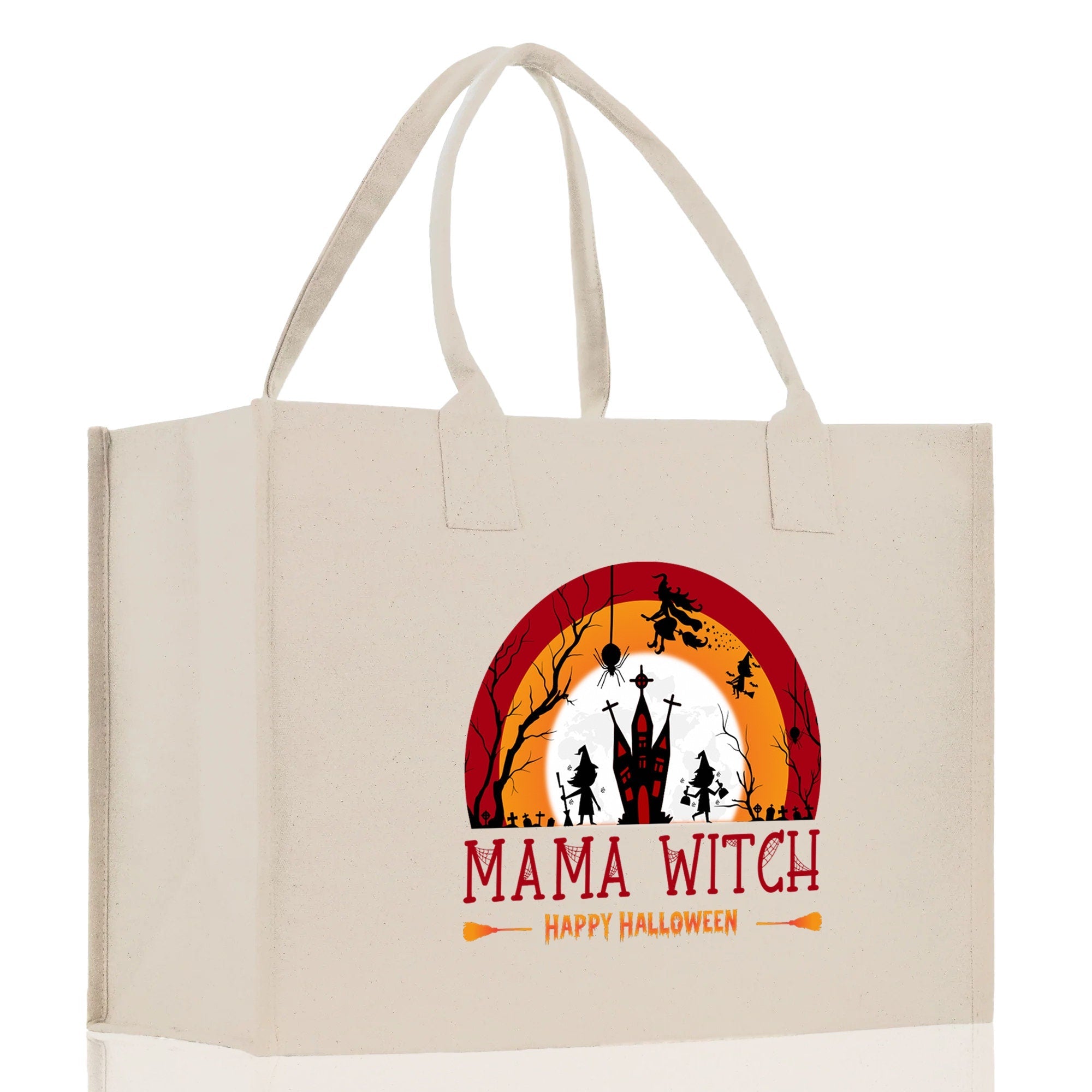Halloween Trick or Treat Tote Bag Halloween Tote Bag for Kids Halloween Gift Halloween Candy Bag Halloween Doodles Cute Canvas Tote Bag - Aaria Tees Aaria Tees