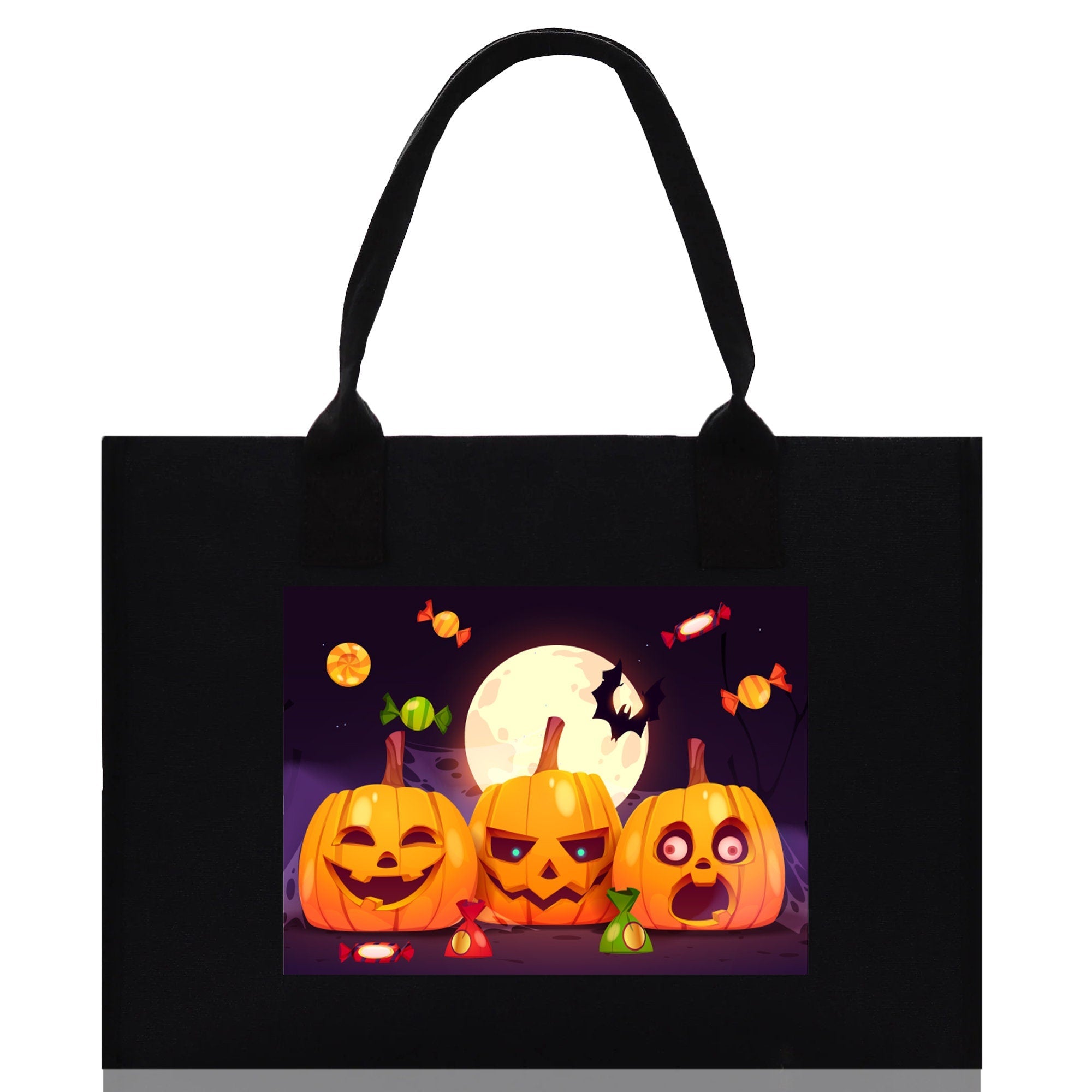 Halloween Trick or Treat Tote Bag Halloween Tote Bag for Kids Halloween Gift Halloween Candy Bag Halloween Doodles Cute Canvas Tote Bag - Aaria Tees Aaria Tees