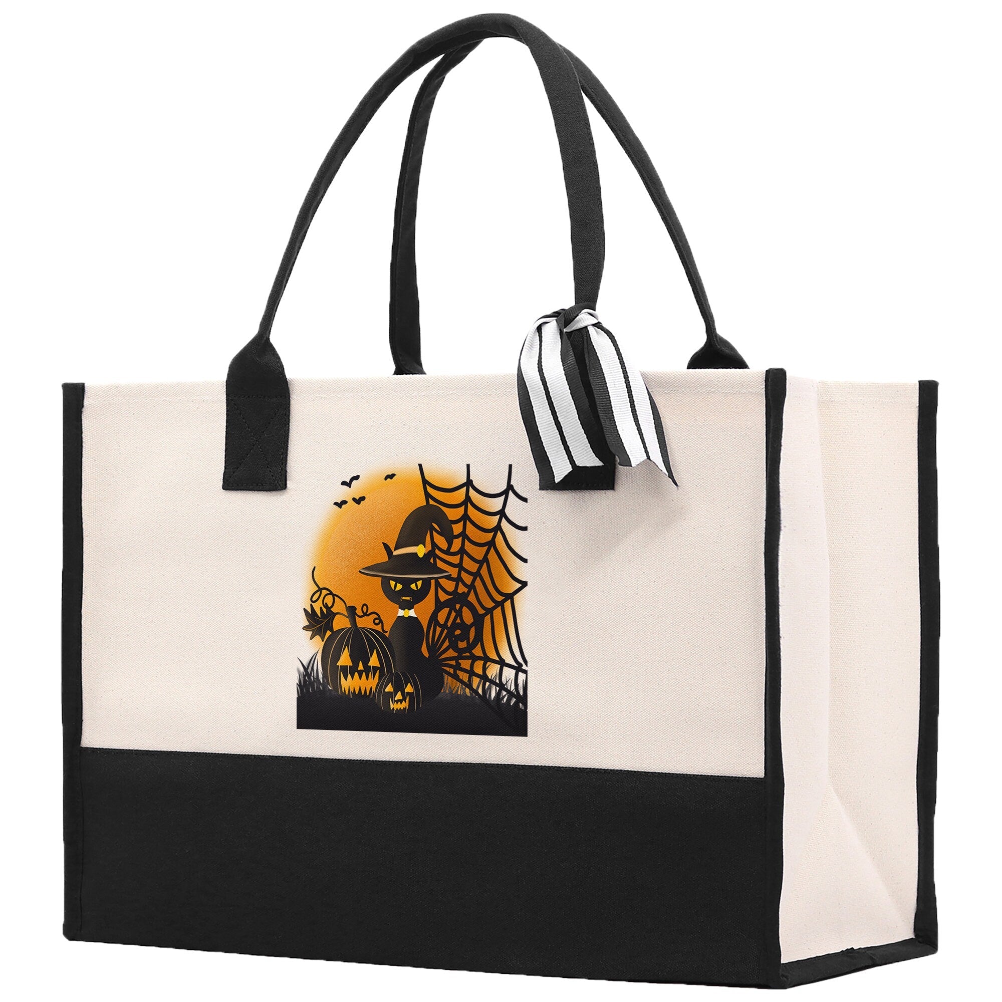 Halloween Trick or Treat Tote Bag Halloween Tote Bag for Kids Halloween Gift Halloween Candy Bag Halloween Doodles Cute Canvas Tote Bag - Aaria Tees Aaria Tees