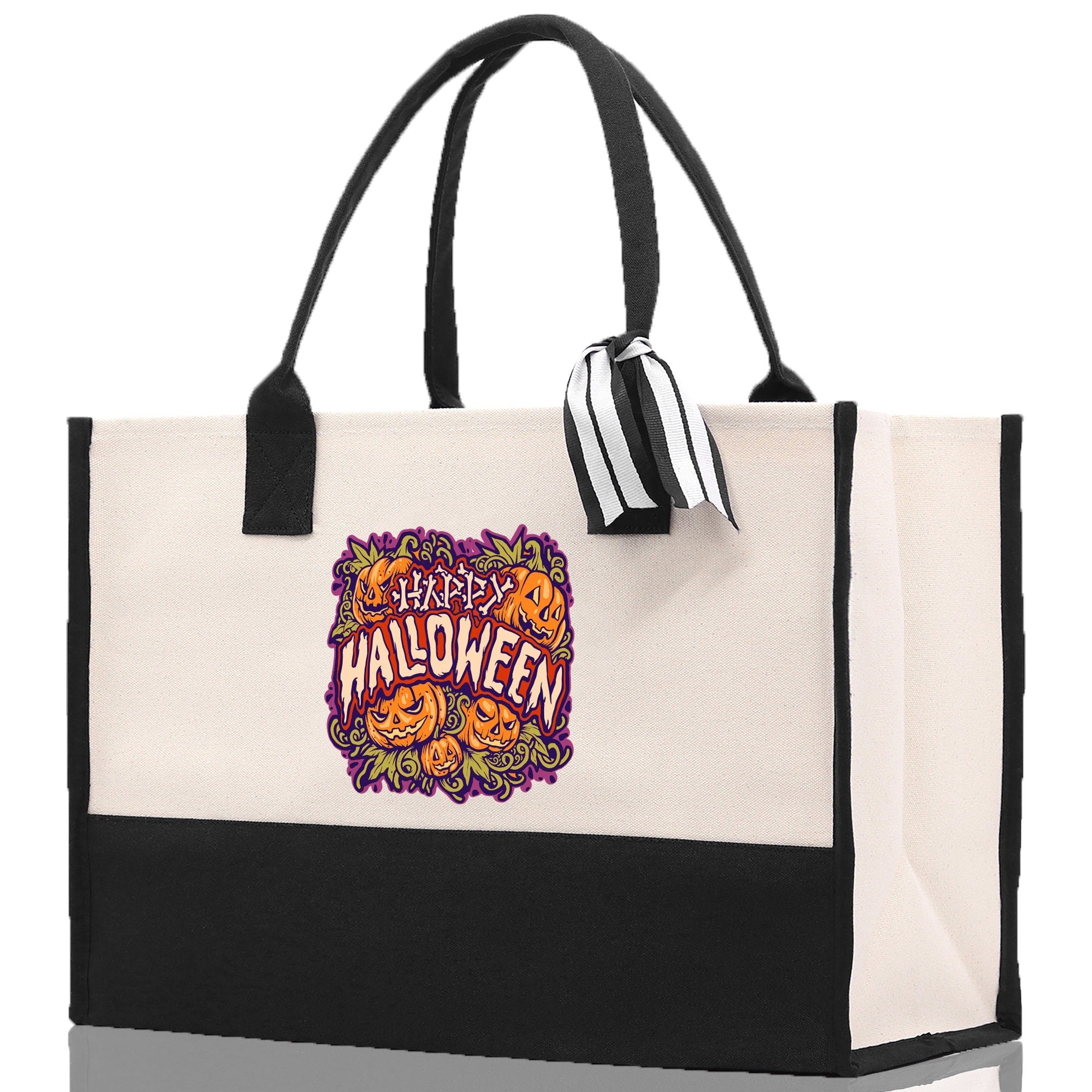 Halloween Trick or Treat Tote Bag Halloween Tote Bag for Kids Halloween Gift Halloween Candy Bag Halloween Doodles Cute Canvas Tote Bag - Aaria Tees Aaria Tees