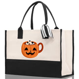 Halloween Trick or Treat Tote Bag Halloween Tote Bag for Kids Halloween Gift Halloween Candy Bag Halloween Doodles Cute Canvas Tote Bag - Aaria Tees Aaria Tees