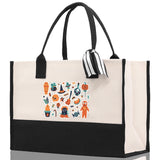 Halloween Trick or Treat Tote Bag Halloween Tote Bag for Kids Halloween Gift Halloween Candy Bag Halloween Doodles Cute Canvas Tote Bag - Aaria Tees Aaria Tees
