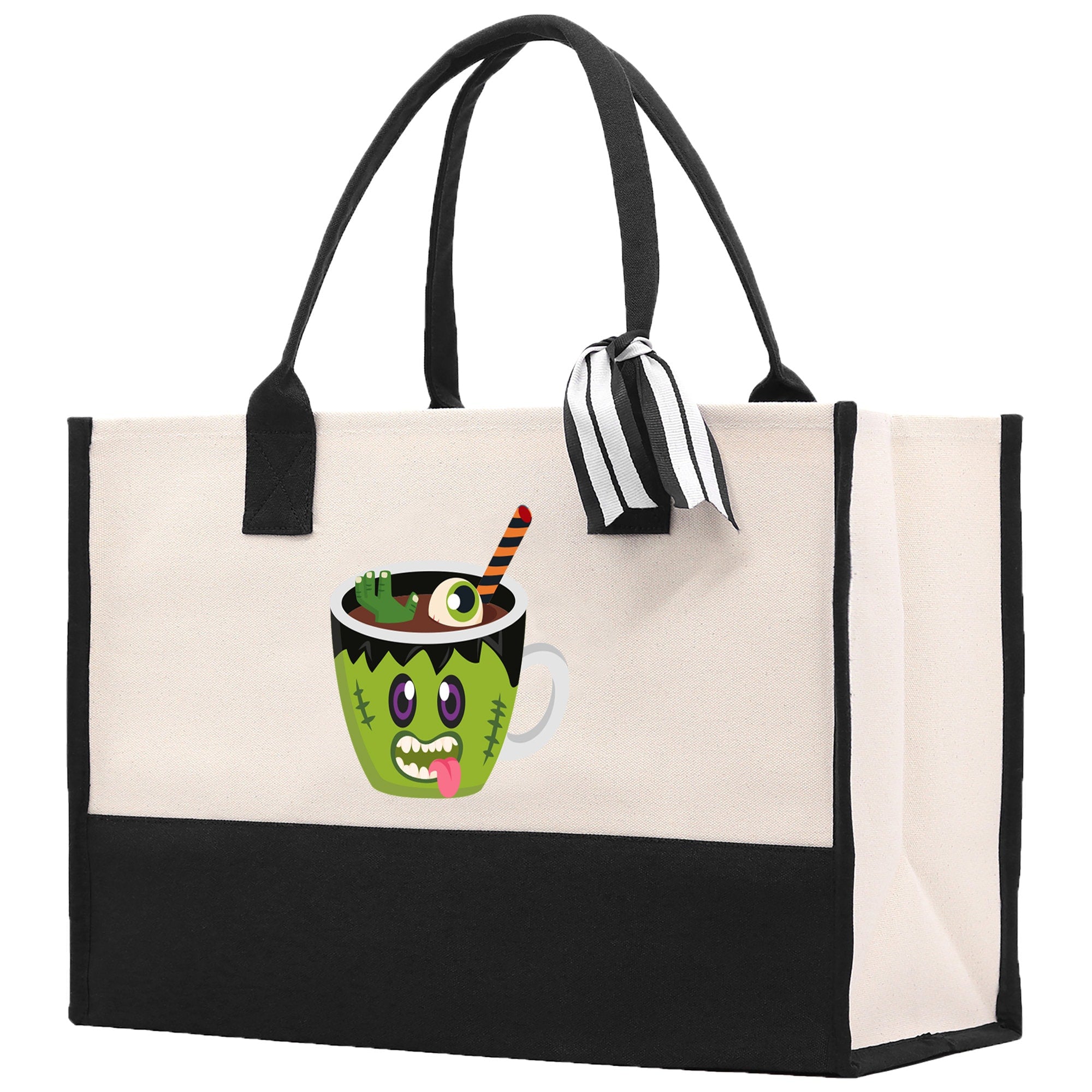 Halloween Trick or Treat Tote Bag Halloween Tote Bag for Kids Halloween Gift Halloween Candy Bag Halloween Doodles Cute Canvas Tote Bag - Aaria Tees Aaria Tees