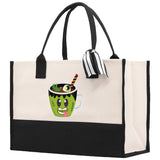 Halloween Trick or Treat Tote Bag Halloween Tote Bag for Kids Halloween Gift Halloween Candy Bag Halloween Doodles Cute Canvas Tote Bag - Aaria Tees Aaria Tees