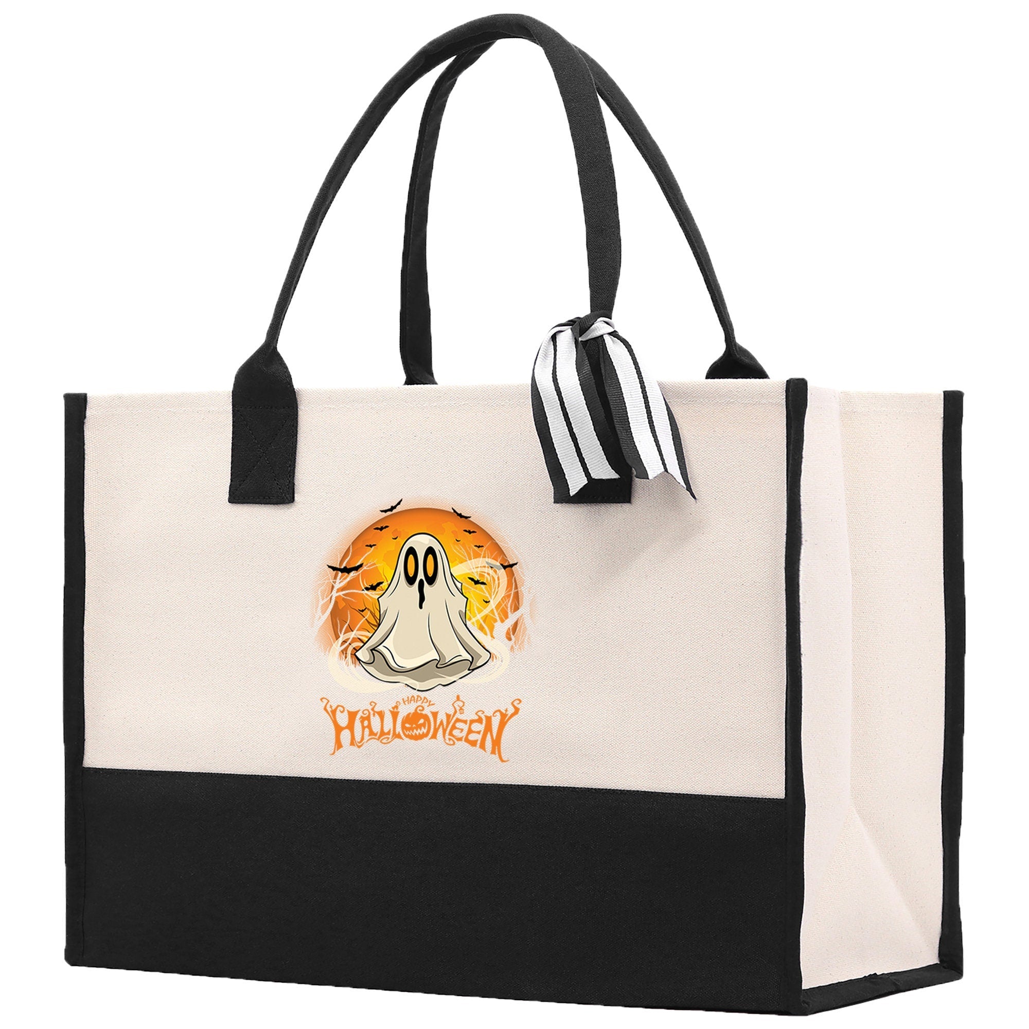 Halloween Trick or Treat Tote Bag Halloween Tote Bag for Kids Halloween Gift Halloween Candy Bag Halloween Doodles Cute Canvas Tote Bag - Aaria Tees Aaria Tees