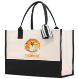 Halloween Trick or Treat Tote Bag Halloween Tote Bag for Kids Halloween Gift Halloween Candy Bag Halloween Doodles Cute Canvas Tote Bag - Aaria Tees Aaria Tees
