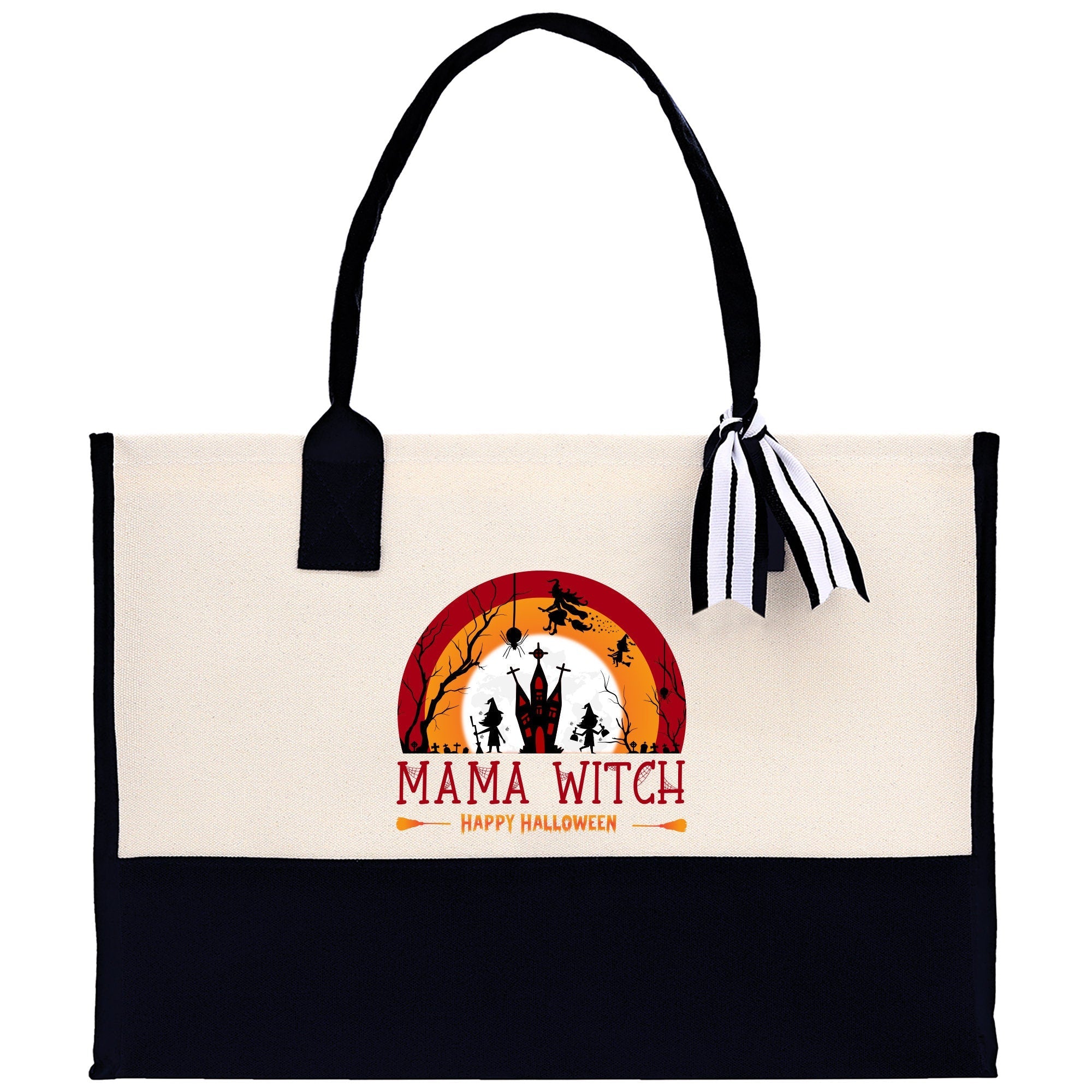 Halloween Trick or Treat Tote Bag Halloween Tote Bag for Kids Halloween Gift Halloween Candy Bag Halloween Doodles Cute Canvas Tote Bag - Aaria Tees Aaria Tees