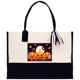 Halloween Trick or Treat Tote Bag Halloween Tote Bag for Kids Halloween Gift Halloween Candy Bag Halloween Doodles Cute Canvas Tote Bag - Aaria Tees Aaria Tees