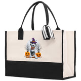Halloween Trick or Treat Tote Bag Halloween Tote Bag for Kids Halloween Gift Halloween Candy Bag Halloween Doodles Cute Canvas Tote Bag - Aaria Tees Aaria Tees