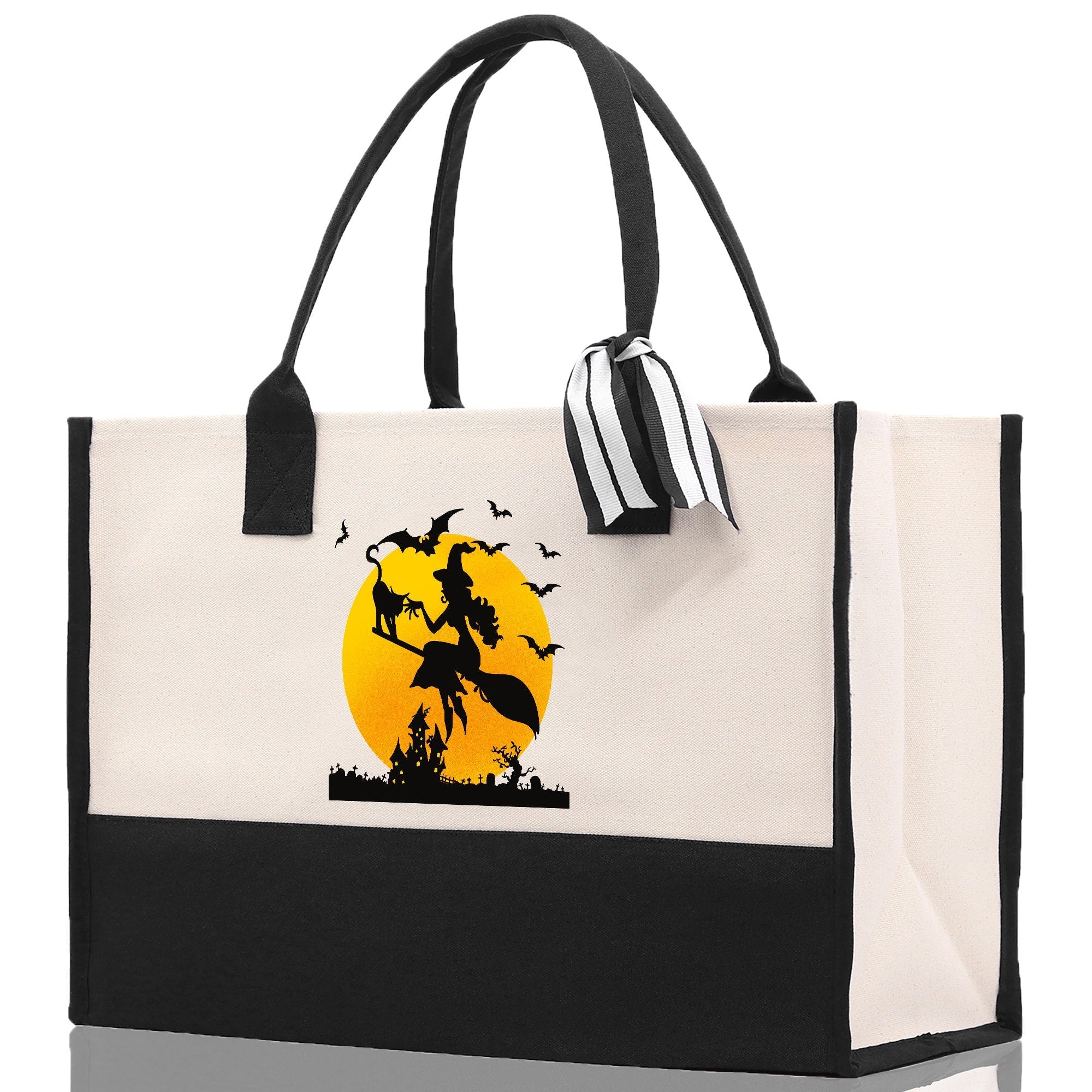 Halloween Trick or Treat Tote Bag Halloween Tote Bag for Kids Halloween Gift Halloween Candy Bag Halloween Doodles Cute Canvas Tote Bag - Aaria Tees Aaria Tees