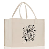 Halloween Trick or Treat Tote Bag Halloween Tote Bag for Kids Halloween Gift Halloween Candy Bag Halloween Doodles Cute Canvas Tote Bag - Aaria Tees Aaria Tees