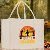 Halloween Trick or Treat Tote Bag Halloween Tote Bag for Kids Halloween Gift Halloween Candy Bag Halloween Doodles Cute Canvas Tote Bag - Aaria Tees Aaria Tees