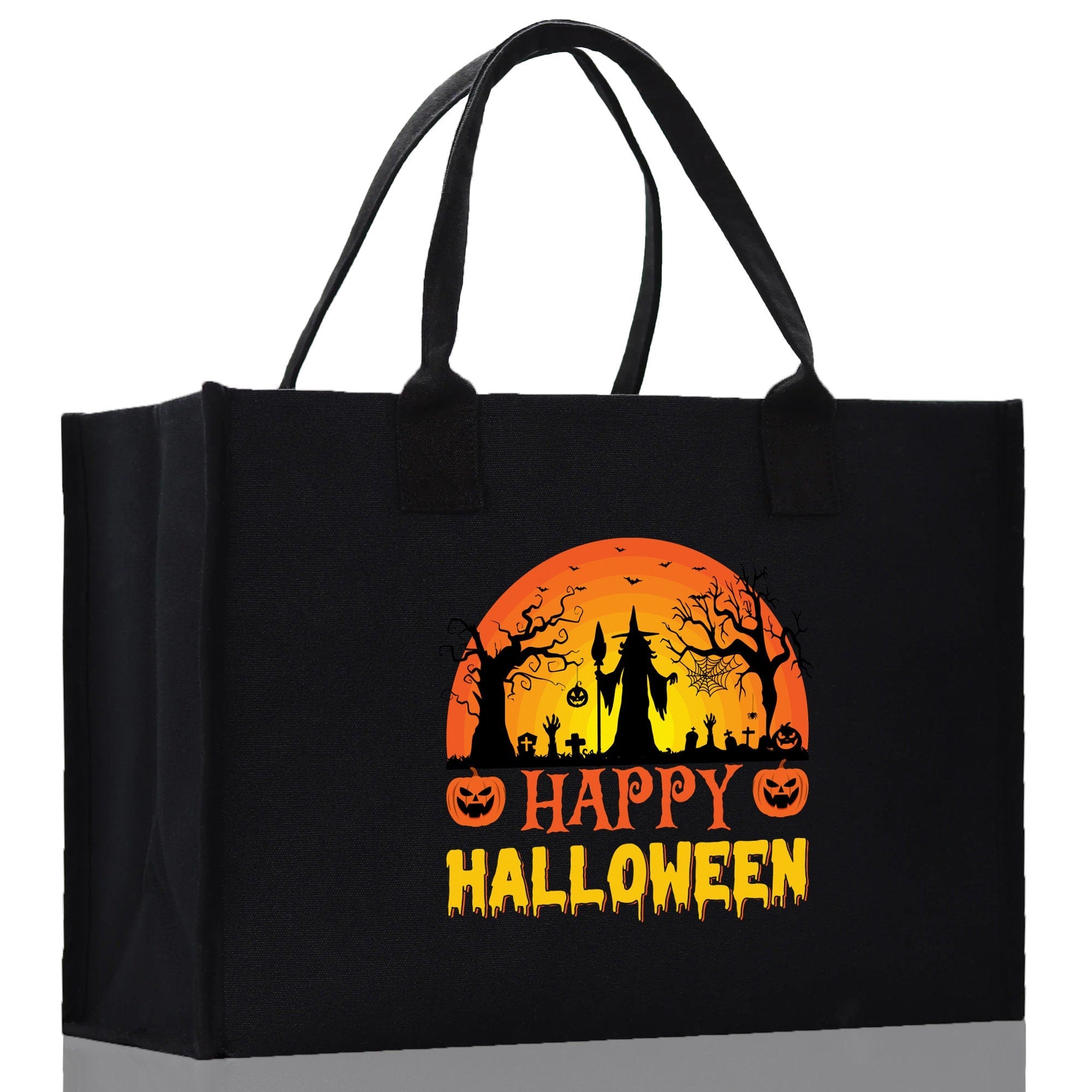 Halloween Trick or Treat Tote Bag Halloween Tote Bag for Kids Halloween Gift Halloween Candy Bag Halloween Doodles Cute Canvas Tote Bag - Aaria Tees Aaria Tees
