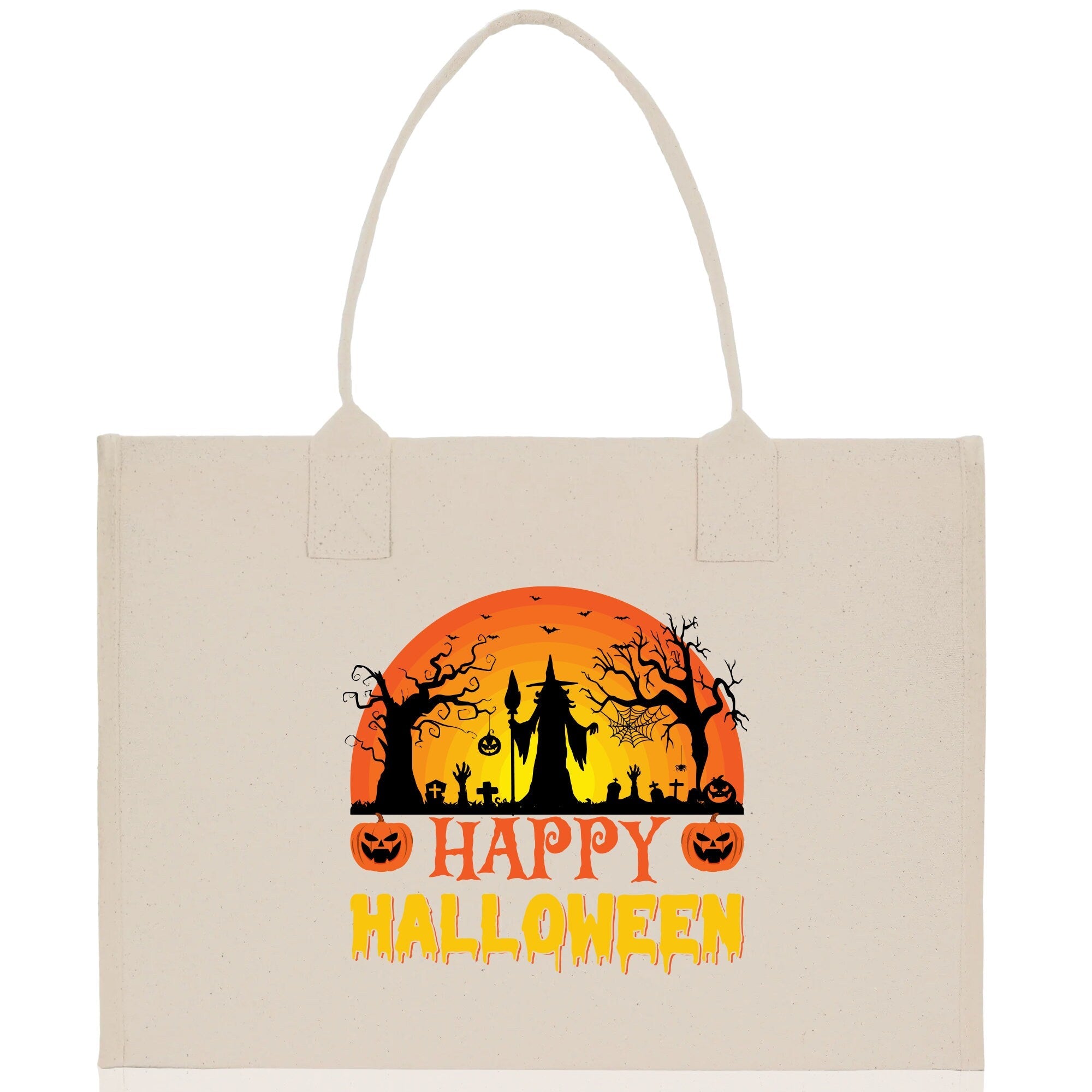 Halloween Trick or Treat Tote Bag Halloween Tote Bag for Kids Halloween Gift Halloween Candy Bag Halloween Doodles Cute Canvas Tote Bag - Aaria Tees Aaria Tees