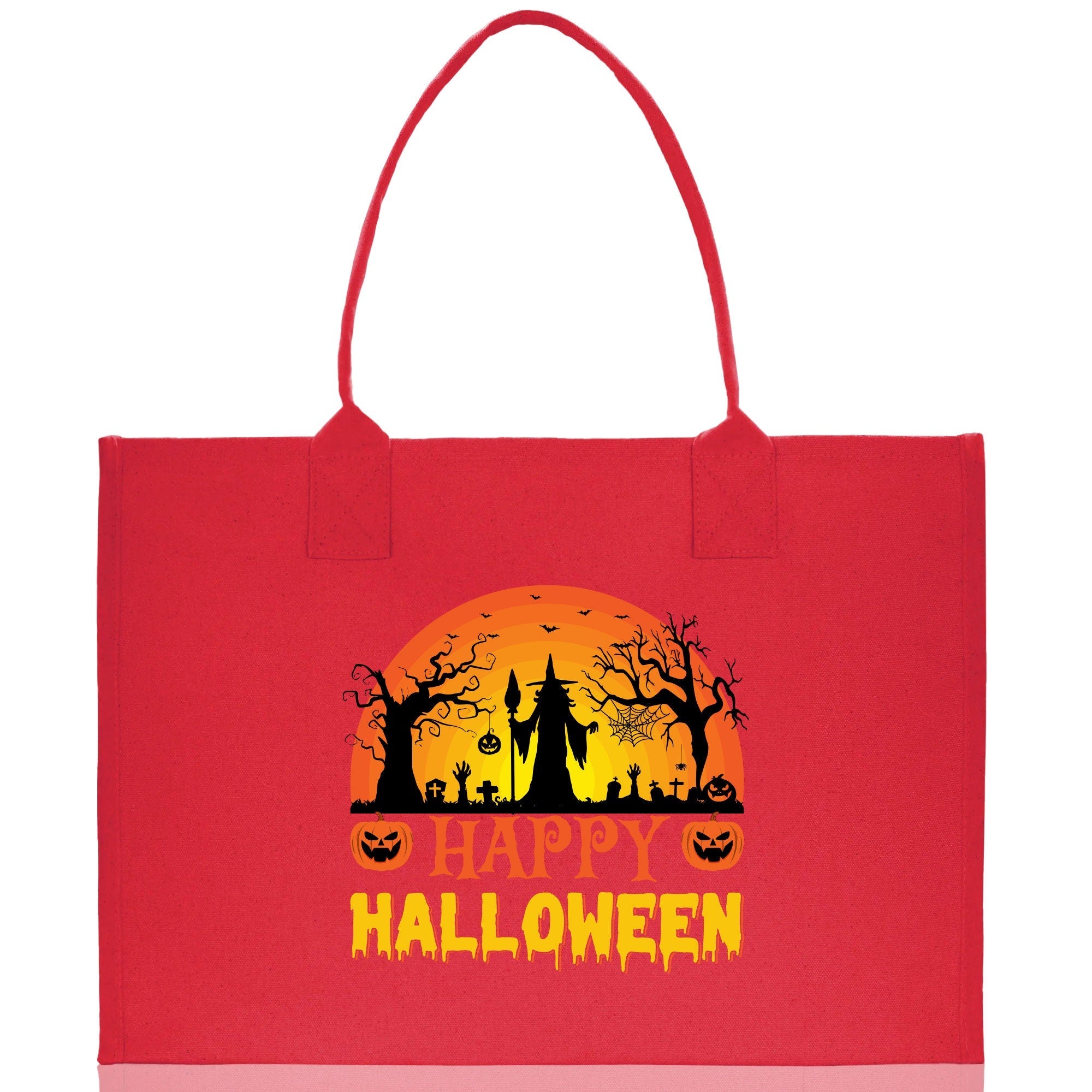 Halloween Trick or Treat Tote Bag Halloween Tote Bag for Kids Halloween Gift Halloween Candy Bag Halloween Doodles Cute Canvas Tote Bag - Aaria Tees Aaria Tees