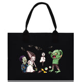 Halloween Trick or Treat Tote Bag Halloween Tote Bag for Kids Halloween Gift Halloween Candy Bag Halloween Doodles Cute Canvas Tote Bag - Aaria Tees Aaria Tees