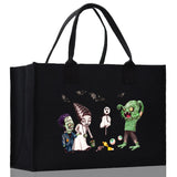 Halloween Trick or Treat Tote Bag Halloween Tote Bag for Kids Halloween Gift Halloween Candy Bag Halloween Doodles Cute Canvas Tote Bag - Aaria Tees Aaria Tees