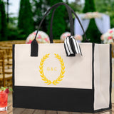 Wedding Monogram Welcome Canvas Tote Bag with Wreath Personalized Wedding Gift Welcome Bag Favor for Guests Custom Wedding Guest Gift - Aaria Tees Aaria Tees