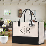 Initials and Last Name Customized Embroidered Tote Bag 100% Cotton Canvas Chic Personalized Tote Bag for Bridesmaid Anniversary Wedding Day - Aaria Tees Aaria Tees