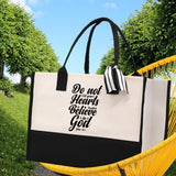 Do not Let Your heart Be Troubled Believe in God John 14:1 Religious Canvas Tote Bag Gift for Women Bible Verse Gift Church Tote Bag - Aaria Tees Aaria Tees