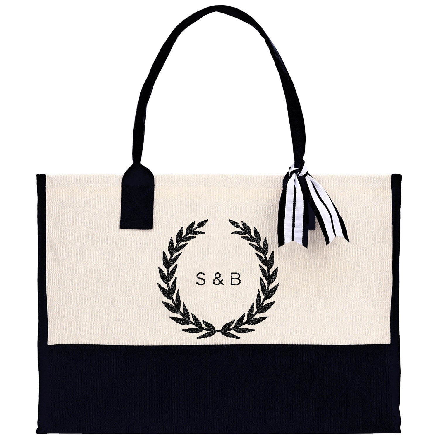 Wedding Monogram Welcome Canvas Tote Bag with Wreath Personalized Wedding Gift Welcome Bag Favor for Guests Custom Wedding Guest Gift - Aaria Tees Aaria Tees