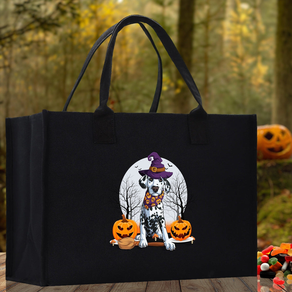 Halloween Trick or Treat Tote Bag Halloween Tote Bag for Kids Halloween Gift Halloween Candy Bag Halloween Doodles Cute Canvas Tote Bag - Aaria Tees