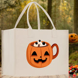 Halloween Trick or Treat Tote Bag Halloween Tote Bag for Kids Halloween Gift Halloween Candy Bag Halloween Doodles Cute Canvas Tote Bag - Aaria Tees Aaria Tees