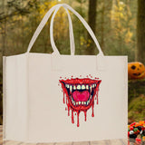 Halloween Trick or Treat Tote Bag Halloween Tote Bag for Kids Halloween Gift Halloween Candy Bag Halloween Doodles Cute Canvas Tote Bag - Aaria Tees Aaria Tees