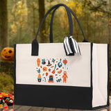 Halloween Trick or Treat Tote Bag Halloween Tote Bag for Kids Halloween Gift Halloween Candy Bag Halloween Doodles Cute Canvas Tote Bag - Aaria Tees Aaria Tees