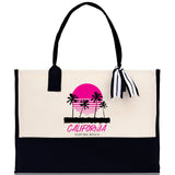 California Cotton Canvas Tote Bag CA Travel Vacation Tote Employee and Client Gift Wedding Favor Birthday Welcome Tote Bag Bridesmaid Gift - Aaria Tees Aaria Tees