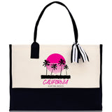 California Cotton Canvas Tote Bag CA Travel Vacation Tote Employee and Client Gift Wedding Favor Birthday Welcome Tote Bag Bridesmaid Gift - Aaria Tees Aaria Tees