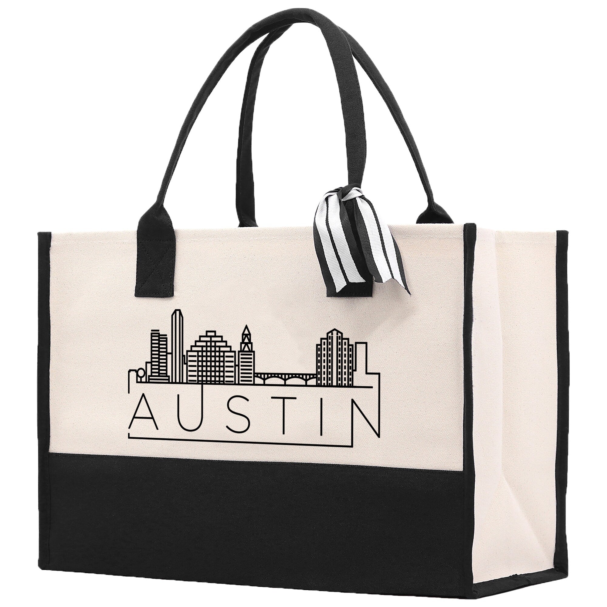 Austin Cotton Canvas Tote Bag TX Travel Vacation Tote Employee and Client Gift Wedding Favor Birthday Welcome Tote Bag Bridesmaid Gift - Aaria Tees Aaria Tees