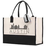 Austin Cotton Canvas Tote Bag TX Travel Vacation Tote Employee and Client Gift Wedding Favor Birthday Welcome Tote Bag Bridesmaid Gift - Aaria Tees Aaria Tees