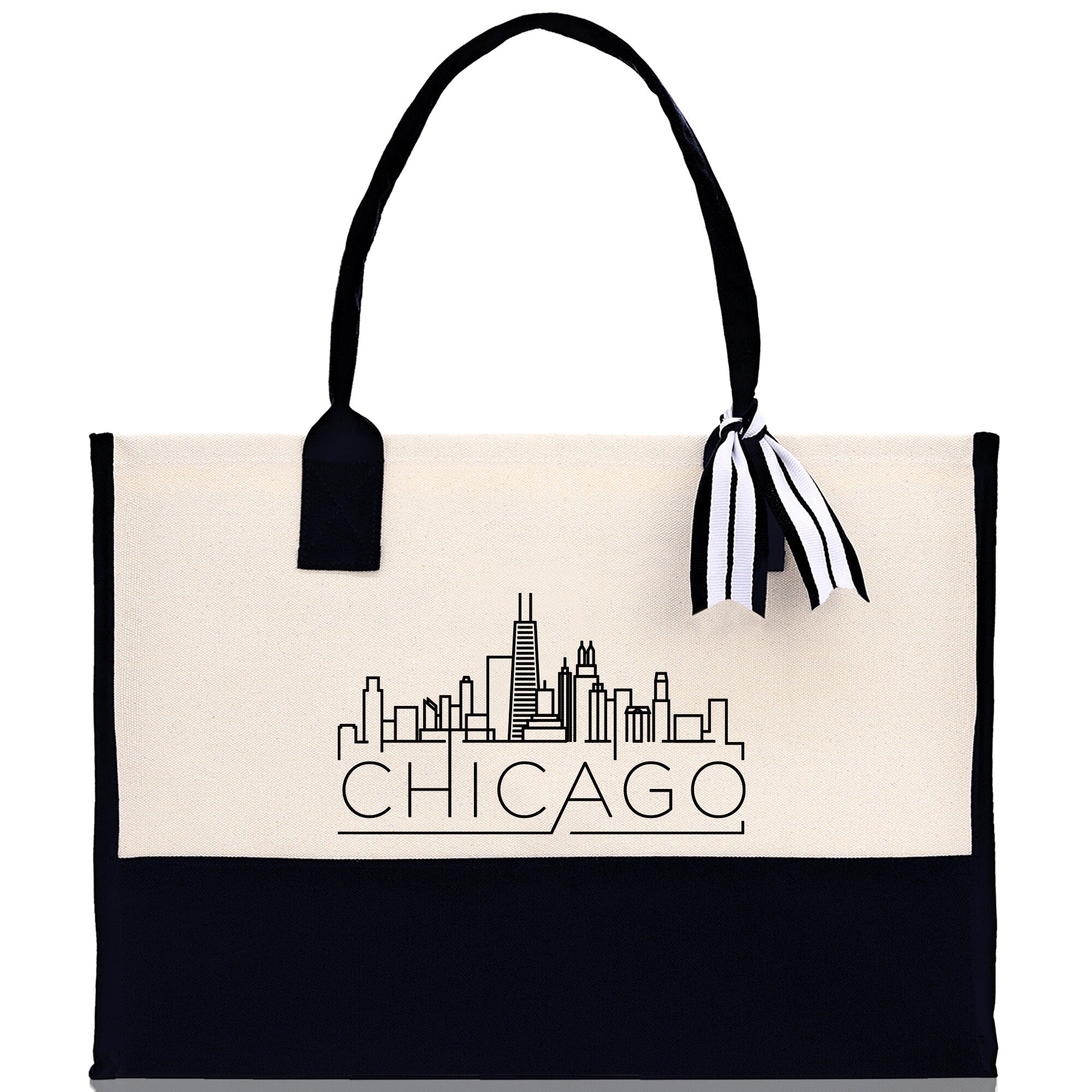 Chicago Cotton Canvas Tote Bag Travel Vacation Tote Employee and Client Gift Wedding Favor Birthday Welcome Tote Bag Bridesmaid Gift - Aaria Tees Aaria Tees