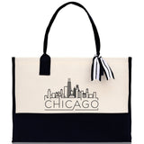 Chicago Cotton Canvas Tote Bag Travel Vacation Tote Employee and Client Gift Wedding Favor Birthday Welcome Tote Bag Bridesmaid Gift - Aaria Tees Aaria Tees