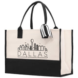 Dallas Cotton Canvas Tote Bag Travel Vacation Tote Employee and Client Gift Wedding Favor Birthday Welcome Tote Bag Bridesmaid Gift - Aaria Tees Aaria Tees