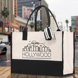 Hollywood Cotton Canvas Tote Bag Travel Vacation Tote Employee and Client Gift Wedding Favor Birthday Welcome Tote Bag Bridesmaid Gift - Aaria Tees Aaria Tees