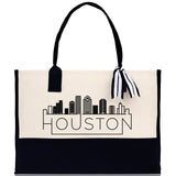Houston Cotton Canvas Tote Bag TX Travel Vacation Tote Employee and Client Gift Wedding Favor Birthday Welcome Tote Bag Bridesmaid Gift - Aaria Tees Aaria Tees