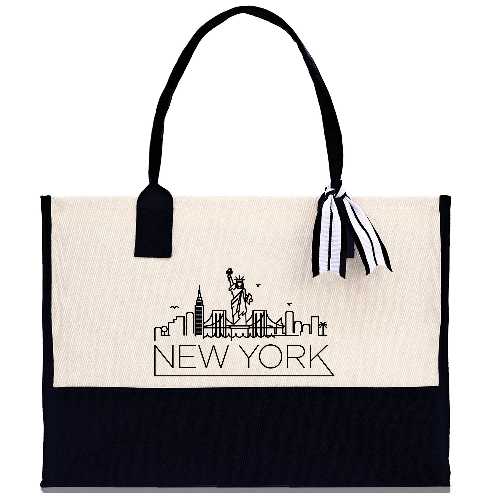 New York Cotton Canvas Tote Bag NY Travel Vacation Tote Employee and Client Gift Wedding Favor Birthday Welcome Tote Bag Bridesmaid Gift - Aaria Tees Aaria Tees