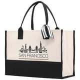 San Francisco Canvas Tote Bag SF Travel Vacation Tote Employee and Client Gift Wedding Favor Birthday Welcome Tote Bag Bridesmaid Gift - Aaria Tees Aaria Tees