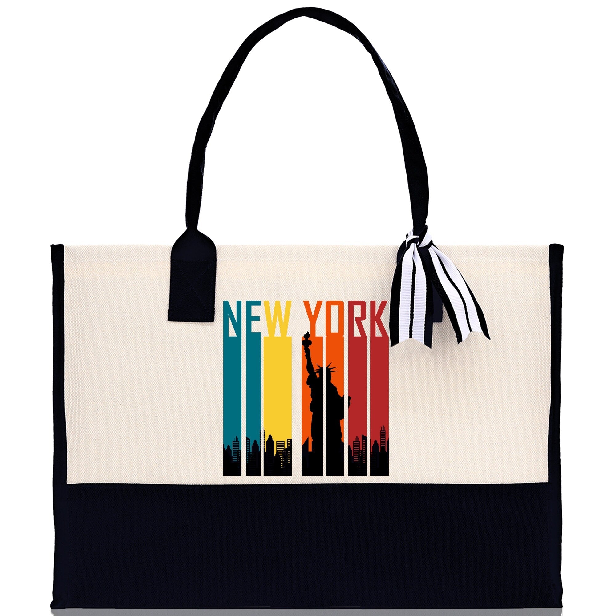 New York Cotton Canvas Tote Bag NY Travel Vacation Tote Employee and Client Gift NYC Wedding Favor Birthday Welcome Tote Bag Bridesmaid Gift - Aaria Tees Aaria Tees