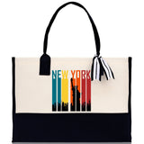 New York Cotton Canvas Tote Bag NY Travel Vacation Tote Employee and Client Gift NYC Wedding Favor Birthday Welcome Tote Bag Bridesmaid Gift - Aaria Tees Aaria Tees