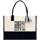 New York Cotton Canvas Tote Bag NY Travel Vacation Tote Employee and Client Gift NYC Wedding Favor Birthday Welcome Tote Bag Bridesmaid Gift - Aaria Tees Aaria Tees