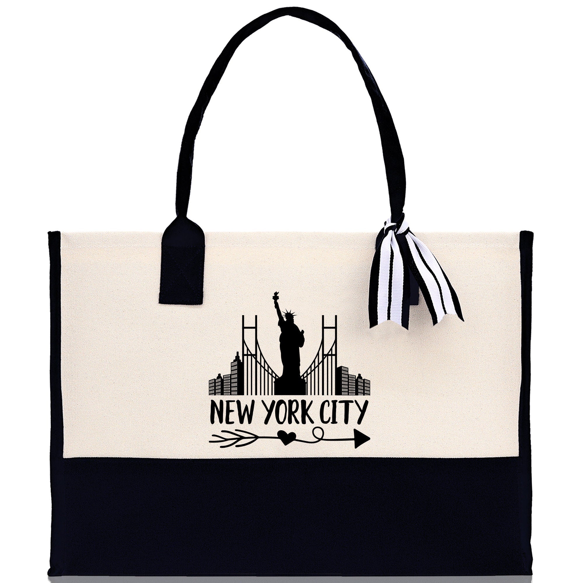 New York Cotton Canvas Tote Bag NY Travel Vacation Tote Employee and Client Gift NYC Wedding Favor Birthday Welcome Tote Bag Bridesmaid Gift - Aaria Tees Aaria Tees