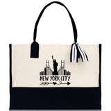 New York Cotton Canvas Tote Bag NY Travel Vacation Tote Employee and Client Gift NYC Wedding Favor Birthday Welcome Tote Bag Bridesmaid Gift - Aaria Tees Aaria Tees