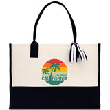 California Cotton Canvas Tote Bag CA Travel Vacation Tote Employee and Client Gift Wedding Favor Birthday Welcome Tote Bag Bridesmaid Gift - Aaria Tees Aaria Tees