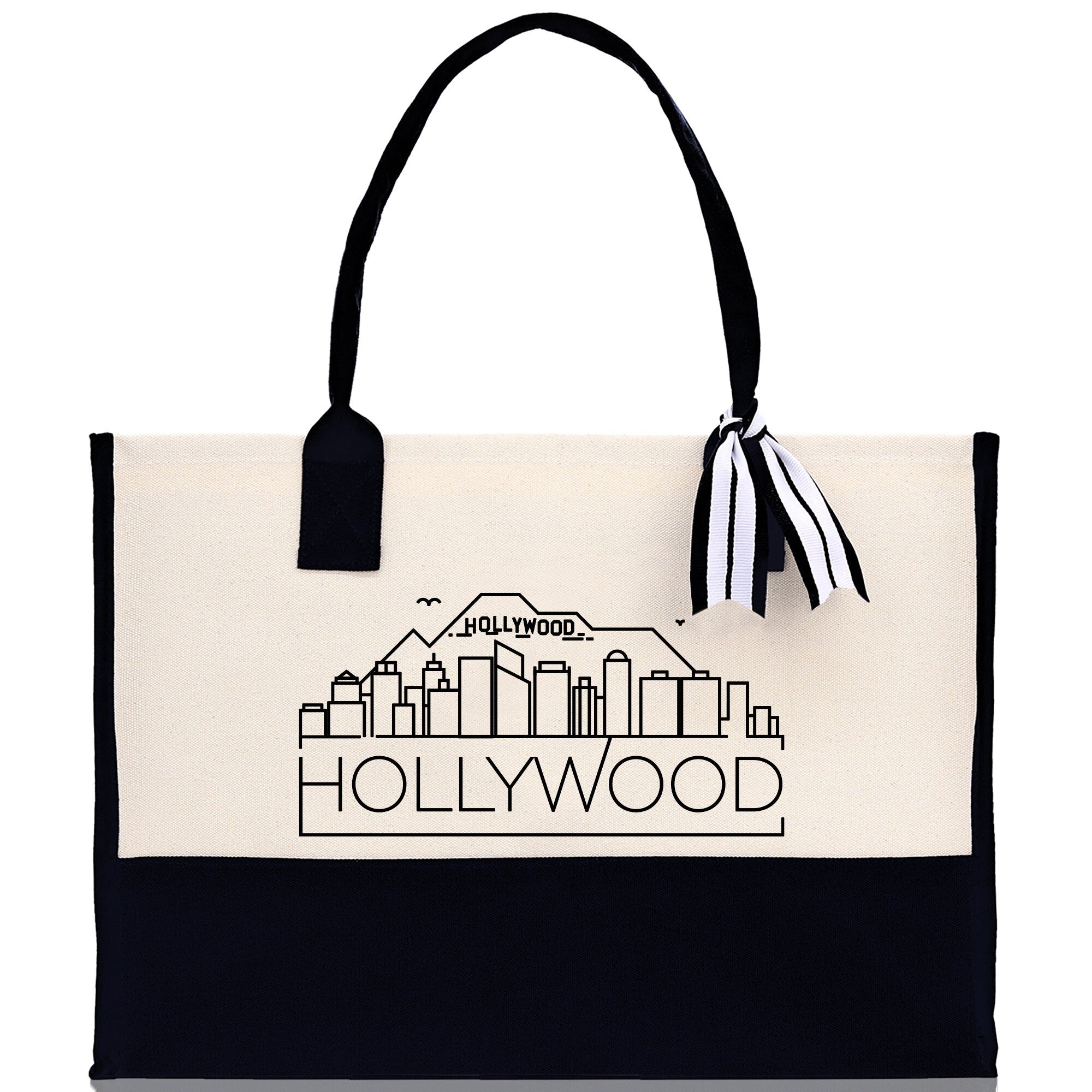 Hollywood Cotton Canvas Tote Bag Travel Vacation Tote Employee and Client Gift Wedding Favor Birthday Welcome Tote Bag Bridesmaid Gift - Aaria Tees Aaria Tees