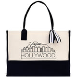 Hollywood Cotton Canvas Tote Bag Travel Vacation Tote Employee and Client Gift Wedding Favor Birthday Welcome Tote Bag Bridesmaid Gift - Aaria Tees Aaria Tees